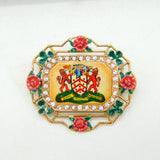 Edwardian Boxed 9ct Gold Enamel & Sapphire Mayoress of Gloucester Brooch Antique