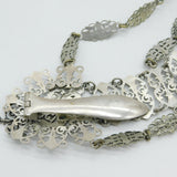 19th Century French Silver Plated Multi-Tool Sewing Chatelaine Antique c1860