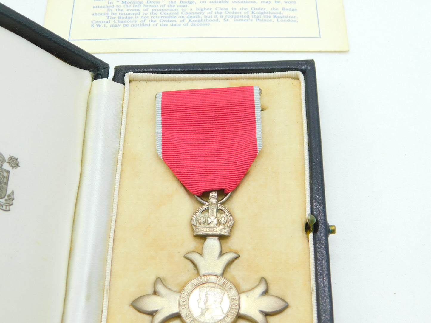 Original Boxed M.B.E Medal King George V Sterling Silver c1935 Antique