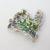 Sterling Silver, Plique-à-jour Enamel, Opal Art Nouveau Style Brooch Vintage