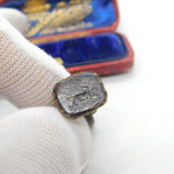 Early Victorian Bronze Metal & Carved Glass Running Hound Intaglio Fob Seal