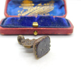 Early Victorian Bronze Metal & Carved Glass Running Hound Intaglio Fob Seal
