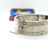 Aesthetic Movement Victorian Sterling Silver & 9ct Gold Bangle Antique c1880