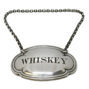 Victorian Sterling Silver Whisky Decanter Label Antique 1851 Birmingham