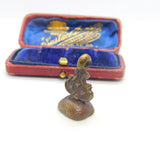 Early Victorian Bronze Metal & Carved Glass Running Hound Intaglio Fob Seal