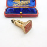 Victorian Large Rolled Gold Carved Carnelian Intaglio Fob Seal Antique c1860