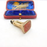 Victorian Large Rolled Gold Carved Carnelian Intaglio Fob Seal Antique c1860