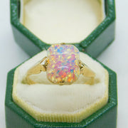 9ct Yellow Gold & Doublet Opal Signet Ring Antique c1920 Art Deco