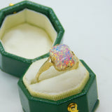 9ct Yellow Gold & Doublet Opal Signet Ring Antique c1920 Art Deco