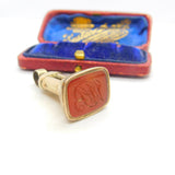 Victorian Large Rolled Gold Carved Carnelian Intaglio Fob Seal Antique c1860