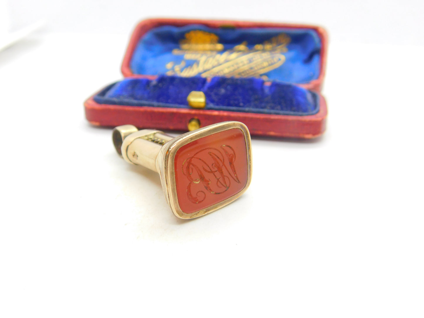 Victorian Large Rolled Gold Carved Carnelian Intaglio Fob Seal Antique c1860