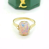 9ct Yellow Gold & Doublet Opal Signet Ring Antique c1920 Art Deco