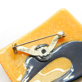 Cat Playing with Ball Lea Stein Paris Brooch Pin Vintage c1960