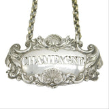 Victorian Sterling Silver Champagne Wine Decanter Label Antique 1838 London