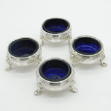 Early Georgian Set of Sterling Silver Glass Lined Salt Cellars 1739 London Antique John Jacob