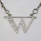 Victorian Sterling Silver Floral 'W' Whisky Decanter Label Antique 1850 Birmingham