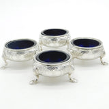 Early Georgian Set of Sterling Silver Glass Lined Salt Cellars 1739 London Antique John Jacob