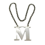 Victorian Sterling Silver 'M' Madeira Decanter Label Antique 1844 Birmingham