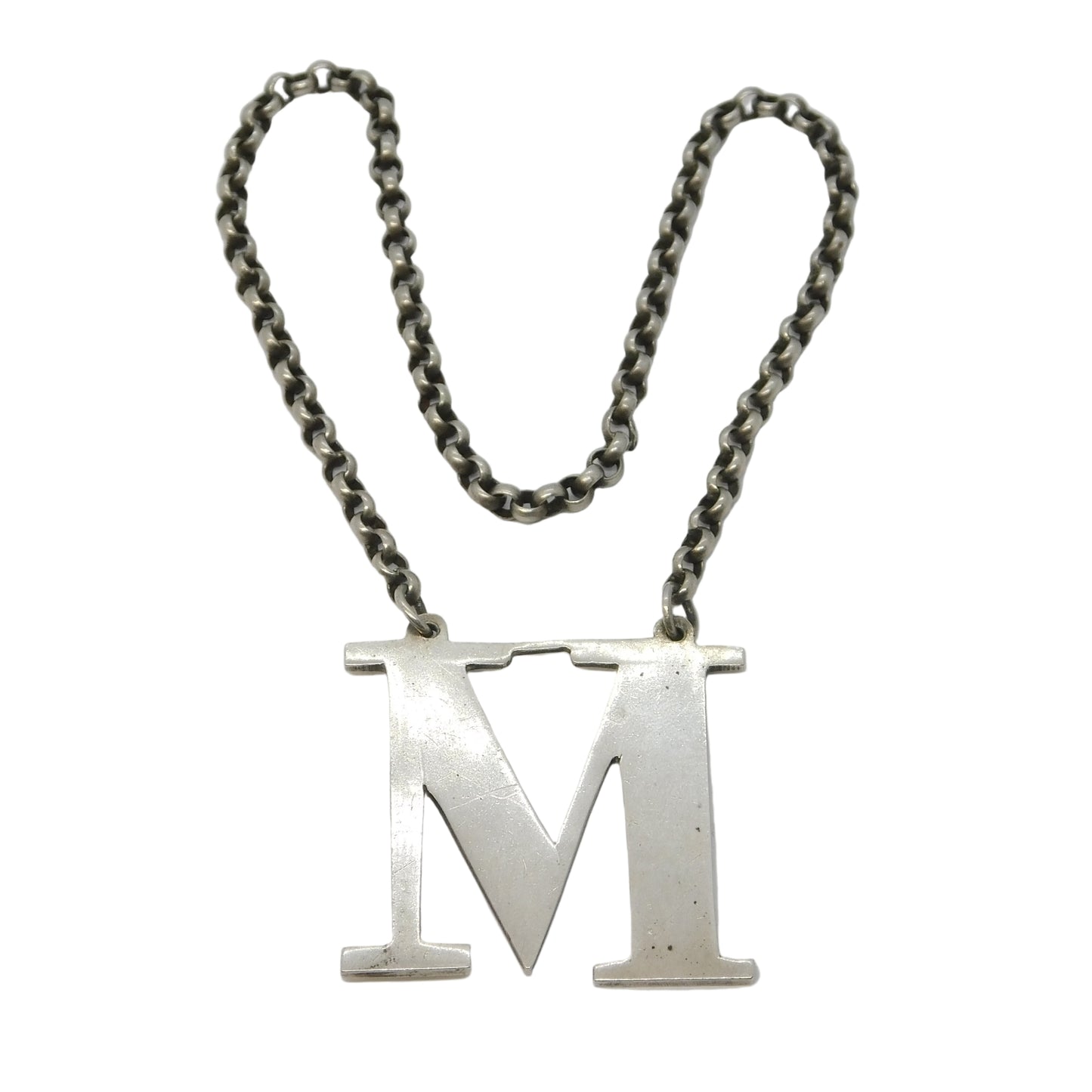 Victorian Sterling Silver 'M' Madeira Decanter Label Antique 1844 Birmingham