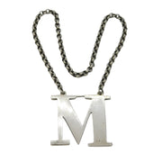 Victorian Sterling Silver 'M' Madeira Decanter Label Antique 1844 Birmingham