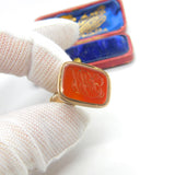 Victorian Large Rolled Gold Carved Carnelian Intaglio Fob Seal Antique c1860