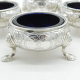 Early Georgian Set of Sterling Silver Glass Lined Salt Cellars 1739 London Antique John Jacob