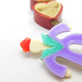 Purple Man Lea Stein Paris Brooch Pin Vintage c1960