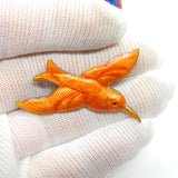 Scandinavian Sterling Silver Orange Enamel Hummingbird Brooch Antique c1920