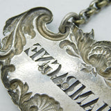 Victorian Sterling Silver Champagne Wine Decanter Label Antique 1838 London