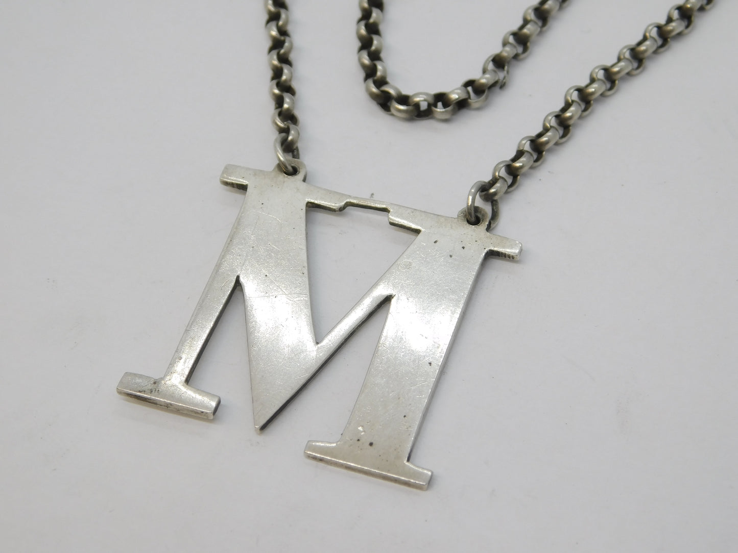 Victorian Sterling Silver 'M' Madeira Decanter Label Antique 1844 Birmingham