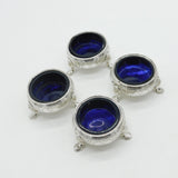 Early Georgian Set of Sterling Silver Glass Lined Salt Cellars 1739 London Antique John Jacob
