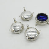 Early Georgian Set of Sterling Silver Glass Lined Salt Cellars 1739 London Antique John Jacob