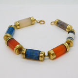 Victorian Scottish Gold Plated & Mixed Agate Cartridge Bracelet Antique c1860