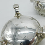 Early Georgian Set of Sterling Silver Glass Lined Salt Cellars 1739 London Antique John Jacob