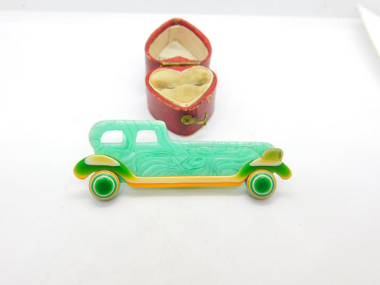 Motor Car Vehicle Lea Stein Paris Brooch Pin Vintage c1960