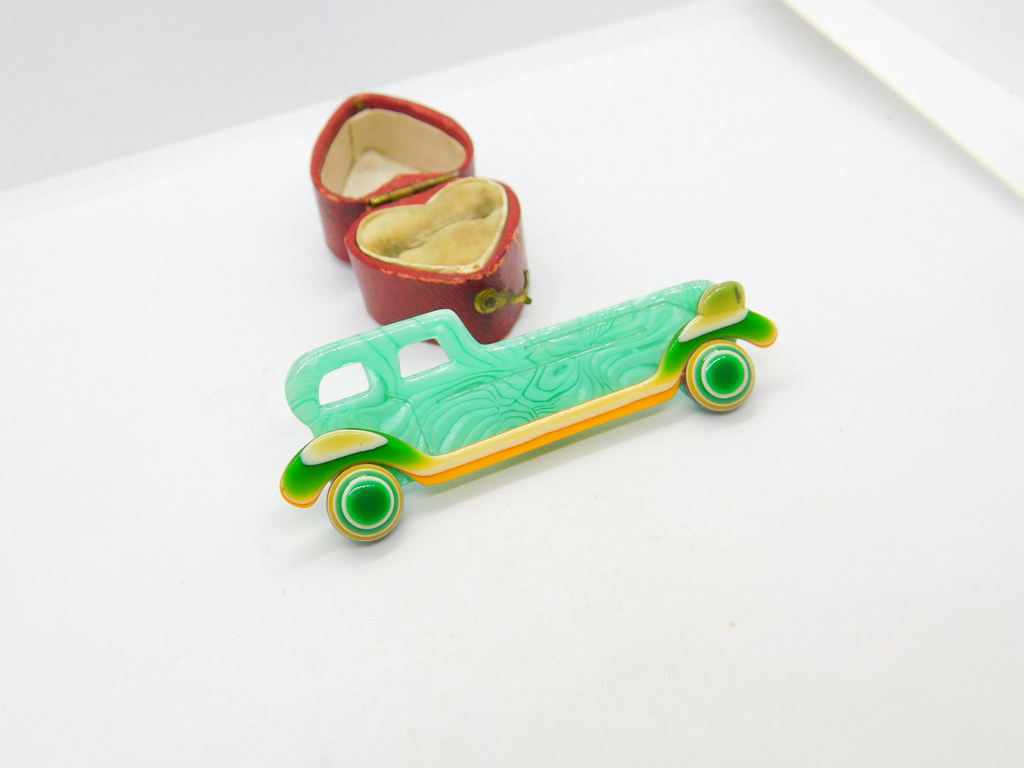 Motor Car Vehicle Lea Stein Paris Brooch Pin Vintage c1960