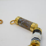 Victorian Scottish Gold Plated & Mixed Agate Cartridge Bracelet Antique c1860