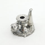 Victorian Sterling Silver Art Nouveau Leaf Pattern Chamberstick c1880 Antique