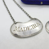 Pair Georgian Sterling Silver Bright Cut Decanter Labels Madeira & Sherry 1825