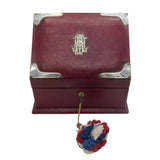 Victorian Sterling Silver Mounted Red Leather Desk Tidy Antique 1900 London