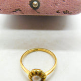 18ct Yellow Gold & Pearl Set Band Ring Antique c1930 Art Deco Size O UK