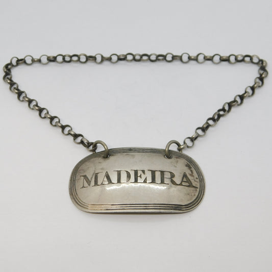 George IV Sterling Silver Madeira Wine Decanter Label Antique 1823 London