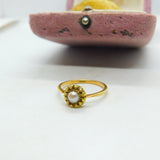18ct Yellow Gold & Pearl Set Band Ring Antique c1930 Art Deco Size O UK