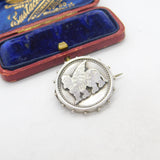 Victorian Sterling Silver Lion of Venice Button Brooch Antique c1880