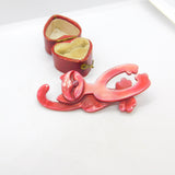 Crazy Pink Cat Lea Stein Paris Brooch Pin Vintage c1960