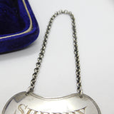 Pair Georgian Sterling Silver Bright Cut Decanter Labels Madeira & Sherry 1825