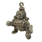 19th Century Indian Cast Sterling Silver Hindu God Charm Pendant Antique c1890