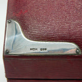 Victorian Sterling Silver Mounted Red Leather Desk Tidy Antique 1900 London