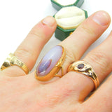 George III 9ct Yellow Gold Cabochon Banded Agate Statement Ring Antique c1820
