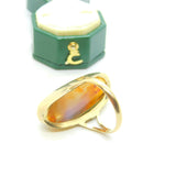 George III 9ct Yellow Gold Cabochon Banded Agate Statement Ring Antique c1820